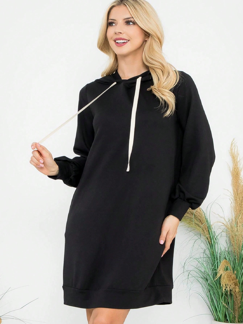 ZARA Spring Summer Casual Versatile Long Loose Drawstring Hoodie Dress